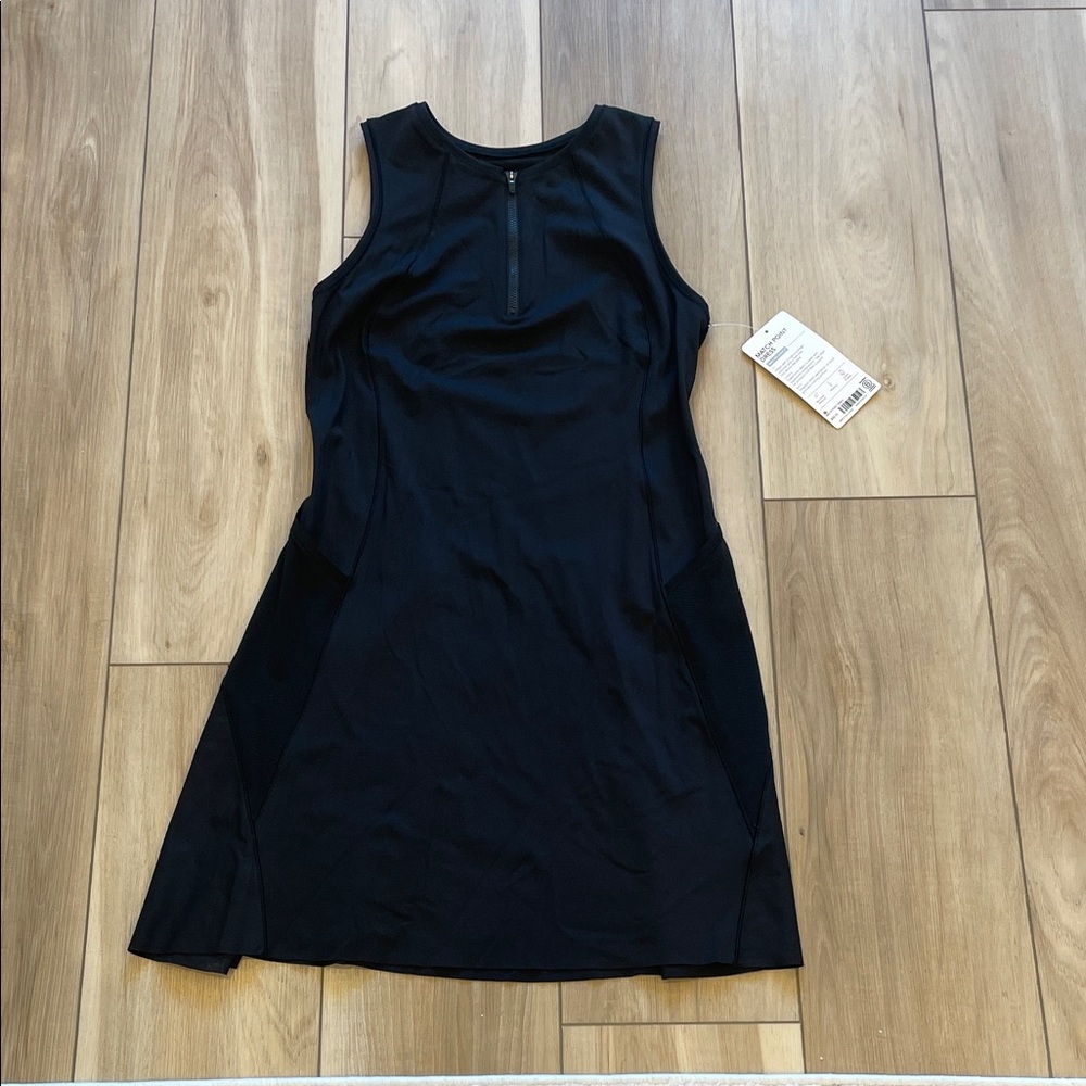 New Athleta black match point athletic Sleeveless Zip-Front Women's Dress